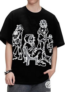Camisetas de algodón 100% de gran tamaño serigrafía desgastada de secado rápido transpirable ligero Fitness cómodo cuello redondo para punto - Product Image 5