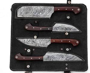 Ensemble de couteaux de cuisine professionnels pour barbecue en plein air, 4 pièces, en acier damas forgé à la main, sur mesure - Product Image 3