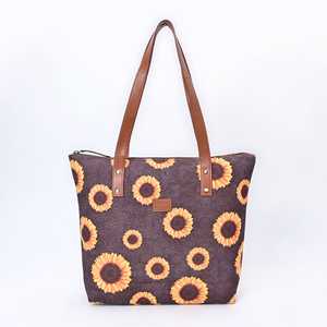 Sac fourre-tout en toile tournesol brun foncé pour femmes - Product Image 5