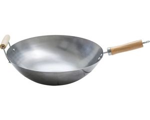 Wholesale Bottom Commercial Iron Wok Handmade Carbon Steel Non-Stick <b>Pan</b> Wooden <b>Handle</b> Gas Stove for Hotel Chefs Household Use - Product Image 1