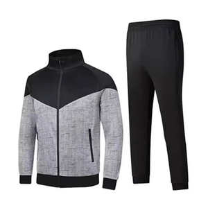 Ensemble de deux pièces de haute qualité 100% coton avec logo personnalisé et fermeture à glissière complète veste d'hiver de coupe décontractée avec pantalon de survêtement confort et style - Product Image 1