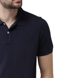 Polo pour homme bleu marine à manches courtes, décontracté, élégant, confortable, haut de sport de haute qualité, tissu respirant, à porter tous les jours - Product Image 5