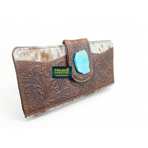 Bolso de mano para mujer de fabricante OEM, bolso de mano para mujer con bolsillo externo en relieve de flores de cuero de vaca, lavado con ácido, bolso de mano para mujer - Product Image 3