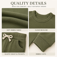Ensemble de vêtements côtelés pour bébé d'automne, ensemble côtelé en coton biologique pour bébé, pyjamas pour enfants, tenue pour bébé
