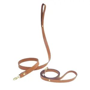 Genuine Leather Dog Leash Brown Or Any Color High Quality Pet Products Durable Buckles Luxury Collar Harness Treat Bag Sets