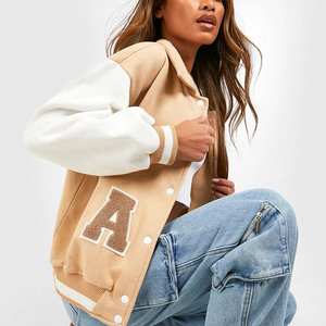 Chaqueta Bomber Universitaria Lisa al por Mayor para Hombre, Chaqueta Varsity Letterman para Mujer, Chaqueta Varsity Letterman de Béisbol Americana - Product Image 3