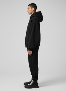 Sudadera con Capucha Negra de Algodón Grueso con Cremallera Completa para Hombre y Mujer, Estilo Holgado Informal para Invierno - Product Image 4