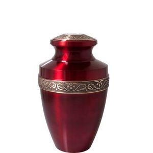 Urnes en aluminium à finition et texture émaillée rouge, très demandées, pour cendres humaines, adultes (hommes et femmes), pour souvenirs funéraires. - Product Image 1