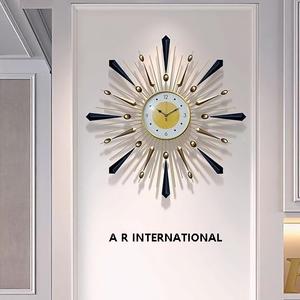 Multicolour Trendy Large Modern <b>Abstract</b> Quartz <b>Metal</b> <b>Wall</b> Clock Silent Sweep Radio Movement Stylish Decor for Living Room - Product Image 6