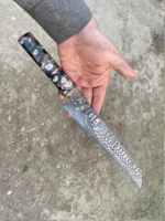 Couteau à jambon en acier Damas cuivré, acier VG-10 japonais, couteau à découper la viande, couteau de cuisine avec manche en résine éblouissante, couteau à trancher tranchant, couteau à pain