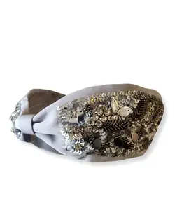 Handmade All-Hand Beaded Fabric <b>Headbands</b> Trendy Accessory with Soft Cushioned Fit Easy-to-Wear Hairbands - Product Image 1