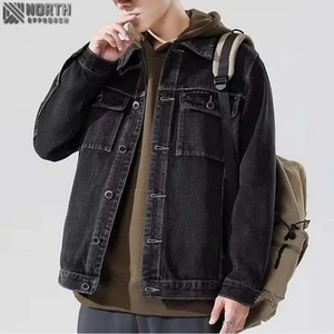 2025 personnalisé hommes Streetwear mode lourd 100% coton Double couture surdimensionné blanc Denim veste avant Logo respirant - Product Image 5