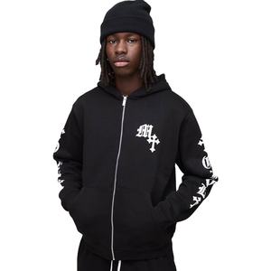 เสื้อฮู้ดซิปสำหรับผู้ชาย คุณภาพสูง สไตล์สตรีทแวร์ ทรงปกติ ผ้าฟลีซ ปักโลโก้ตามแบบที่กำหนดเอง สำหรับฤดูหนาว - Product Image 1