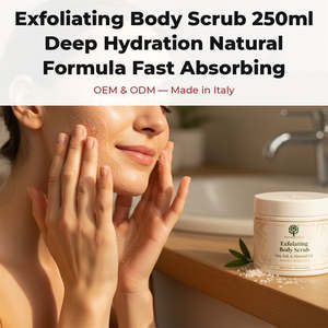 Exfoliante Corporal de 250 ml con Fórmula Natural de Hidratación Profunda, Absorción Rápida, Café y Coco, Marca Privada OEM Italia, RedMoringa - Product Image 2