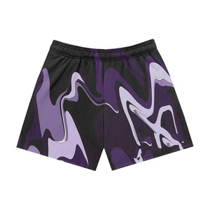 Premium 180 GSM breathable polyester <b>mesh</b> shorts black pink white swirl print heat transfer custom logo <b>Mesh</b> men's shorts - Product Image 2