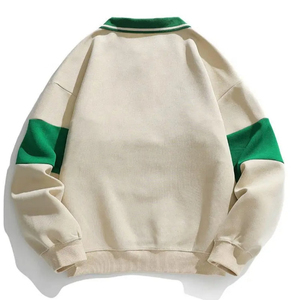 Sweat-shirt à col polo de haute qualité à la mode et à personnaliser les vêtements au-dessus des tailles Color Block Sweat-shirt à manches longues pour hommes - Product Image 6