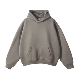 Sudadera con capucha de invierno de algodón pesado Unisex personalizable de gran tamaño Boxy Fit sudadera de lana con estampado sólido para hombres impresión personalizada - Product Image 4