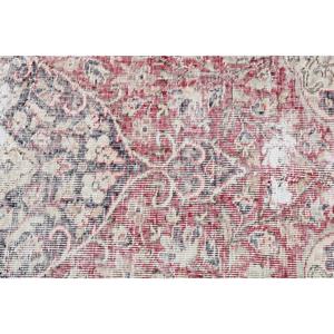 พรมตุรกีโบราณ ขนาด 3.9x3.9 ฟุต พรมลายตารางแดงขาว ทำจากขนสัตว์ - Product Image 5