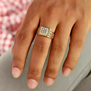 แหวนหมั้นของผู้ชายเงิน925 0.50 CT Moissanite ตัดเพชรสไตล์วินเทจสำหรับงานแต่งงานครบรอบปาร์ตี้ของขวัญ - Product Image 3