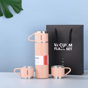 Hot <strong>One</strong> <strong>Cup</strong> Three Lid Gift Set 304 Stainless Steel Thermos <strong>Cup</strong> Bottle Portable Business Gift Set Tea Making Water <strong>Cup</strong> Gift Mug - Product Image 1