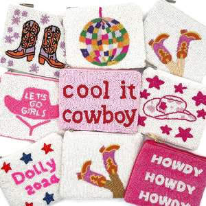 Pochette brodée personnalisée faite à la main, porte-cartes, sac à main, perles personnalisées, matière en coton, impression en typographie, cadeaux pour femmes - Product Image 4