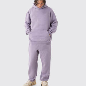 Customizable Winter Casual Regular Men's <b>Maternity</b> Hooded Tracksuit Set Premium Cotton <b>Hoodie</b> and Jogger Pants Solid Color - Product Image 1