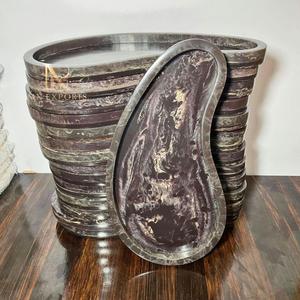 Handmade Resin Single Tier Multifunction Portable Serving Tray Modern Design Dishwasher Safe Coffee Tea <b>Breakfast</b> Dining Table - Product Image 6