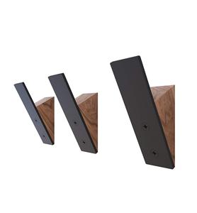 Wall Coat Hook Rack - Set of 3 - Black Walnut <b>Wood</b> Black Metal Decorative Hat Hooks for Hanging Coats - Hat Hangers for Wall - Product Image 1