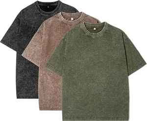 Camiseta Vintage de algodón de gran tamaño para hombre, camiseta de lavado marrón de ajuste relajado para vacaciones de gran tamaño, estilo informal al por mayor - Product Image 6