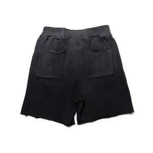 Customized Logo Quality Cotton Distressed Sweat Shorts <b>Black</b> Vintage Acid Washed Shorts for Men - Product Image 5