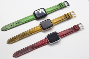 Correa de reloj inteligente de cuero de lagarto de alta calidad personalizada con hebilla de acero inoxidable a la venta - Product Image 5