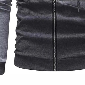 Bloc couleur Gym Fitness hommes à capuche haute qualité fermeture éclair à manches longues personnalisé polaire matériel bases respirant hiver à capuche - Product Image 6