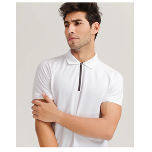 Mangas raglán de poliéster y algodón con estilo para hombre para polo con patrón sólido de logotipo personalizado - Product Image 5