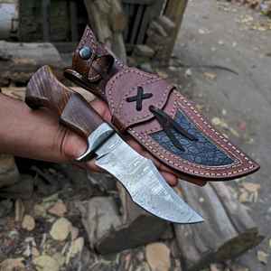 Handmade Damascus <b>Steel</b> Hunting Knife Wood Handle for Outdoor Survival Camping Fishing Hunting Knives Damascus <b>Steel</b> Blade - Product Image 5
