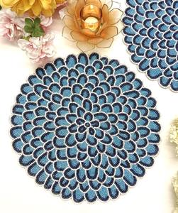 Juego de 4 Posavasos Bordados con Cuentas de Hongo, Posavasos de Alta Calidad Hechos a Mano para Decoración de Mesa de Comedor - Product Image 4