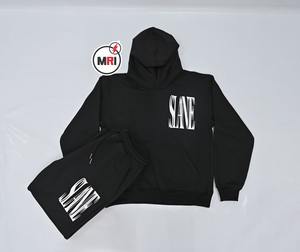 Conjunto de chándal de serigrafía de algodón 100% de peso pesado de alta calidad hecho a medida con Sudadera con capucha y pantalón de manga larga - Product Image 1