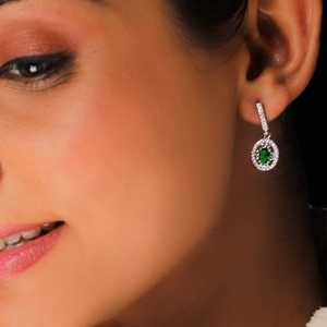 ต่างหูห้อยแฟชั่นสีเขียวป่าเงิน - Product Image 5