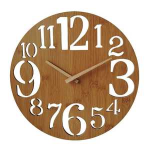 Horloge murale à cadre en bois pour décor de salon Horloge à quartz sans tic-tac avec chiffres surélevés et à piles - Product Image 4