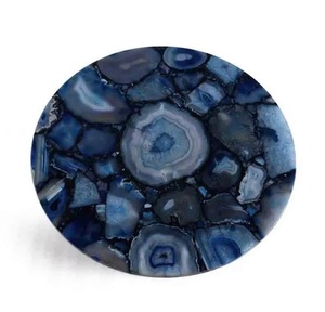 Table basse ronde en agate bleue faite à la main, de haute qualité, moderne, pour le centre du canapé, écologique, meubles décoratifs personnalisés - Product Image 3