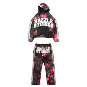 Sudadera con capucha de diseño de impresión de llama personalizada de alta calidad con cremallera Conjunto de chándal de alta calidad Todo personalizado según su demanda - Product Image 1