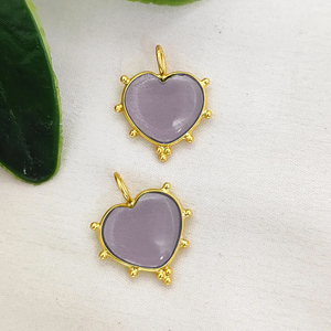 Pendentif en forme de cœur en quartz alexandrite de 14 mm fait à la main, argent sterling 925 plaqué or, charme fantaisie en serti, fournisseurs en gros de bijoux - Product Image 1