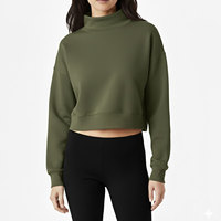 Sudadera de invierno personalizada para mujer, de manga larga, corte holgado, cuello simulado, estilo casual lavado