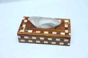 Caja de pañuelos de madera con acabado antiguo, caja de pañuelos decorativa para villas de lujo, hoteles y casas clásicas - Product Image 3