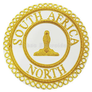 BADGE PROVINCIAL DE ROBE D'ARTISANAT MAÇONNIQUE POUR BARRIÈRE D'ÉPÉE-FIL DE BULLION D'OR BRODÉ À LA MAIN-BADGE DE TABLIER MAÇONNIQUE - Product Image 2
