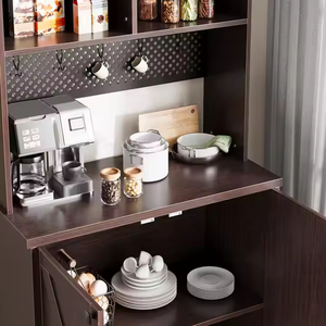 Mueble de Cocina Moderno y Sencillo de Roble MDF, Armario de Almacenamiento Modular Ajustable y Plegable, Acabado Negro, Mueble de Bar de Vinos de Lujo - Product Image 3
