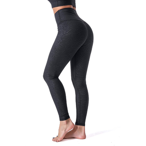 กางเกงโยคะเอวสูงและไร้รอยต่อสำหรับผู้หญิงกางเกงเลกกิ้งเทรนนิ่งเอวสูงเซ็กซี่มีลายสีพื้น - Product Image 5