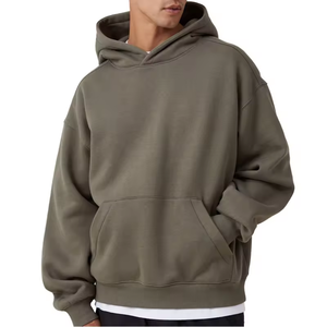 High Quality Men's Thermal Hoodie 80% Cotton Polyester <b>Thick</b> Oversize Baggy Unisex 100% Cotton Embroidered Solid Pattern - Product Image 1