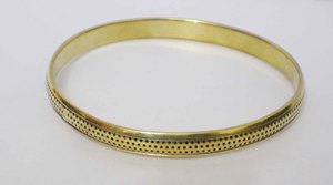 Luxury <b>Gold</b> Plated Copper <b>Bangle</b> For Women Unique Dotted Perforated Pattern Design Metal Bracelet Elegant Modern Metal Crafts - Product Image 5