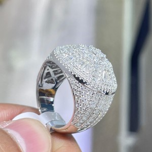 Anillo de Boda de Diamante con Corte Esmeralda Estilo Hip Hop de Moda, Oro Blanco de 14K y 18K, Anillos Finos de Lujo con Incrustaciones, Talla Personalizada para Hombre y Mujer - Product Image 4