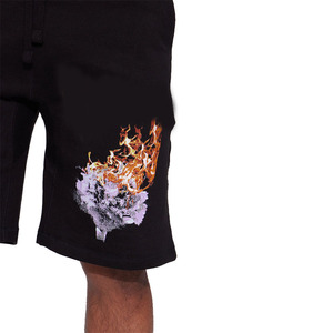 Short de survêtement noir pour hommes 290 GSM sérigraphié short de survêtement personnalisé pour hommes à vendre vente en gros sur mesure - Product Image 4